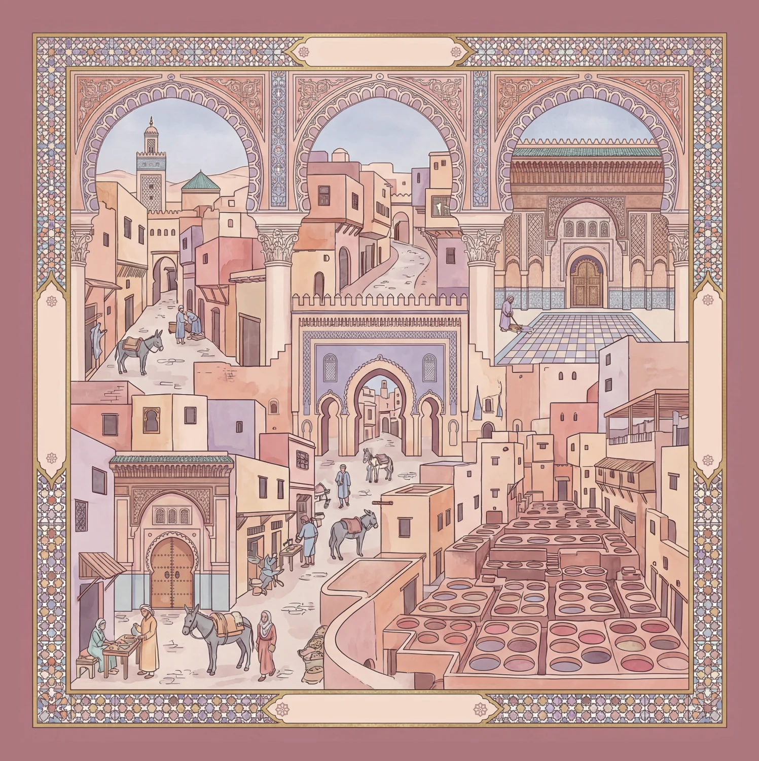 Foulard Les Voûtes du Passé — le dédale d’une médina